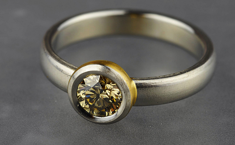 Platinum, 24ct Gold and Diamond Ring 1616