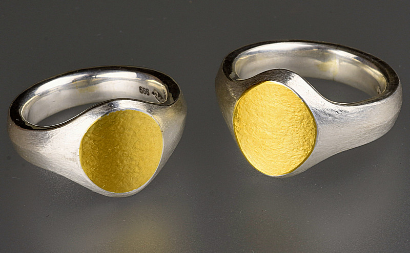 Pure silver and 24ct gold Signet Rings No 2707