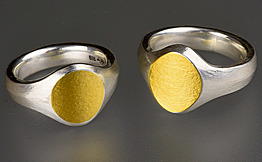 Fine Silver and 24ct Gold signet rings